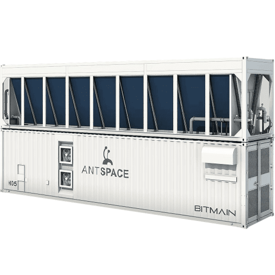 ANTSPACE HD5 mining container with detailed specifications and safety certifications