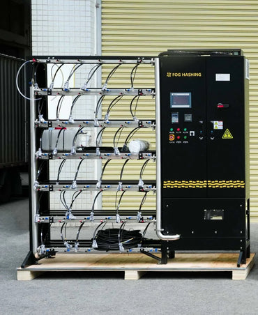 FOGHASHING H200-S Hydro Cooling Suite for large-scale hydro mining with modular rack, CDU, and dry cooler.