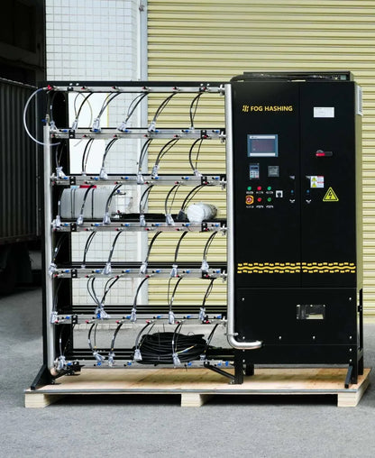FOGHASHING H200-S Hydro Cooling Suite for large-scale hydro mining with modular rack, CDU, and dry cooler.