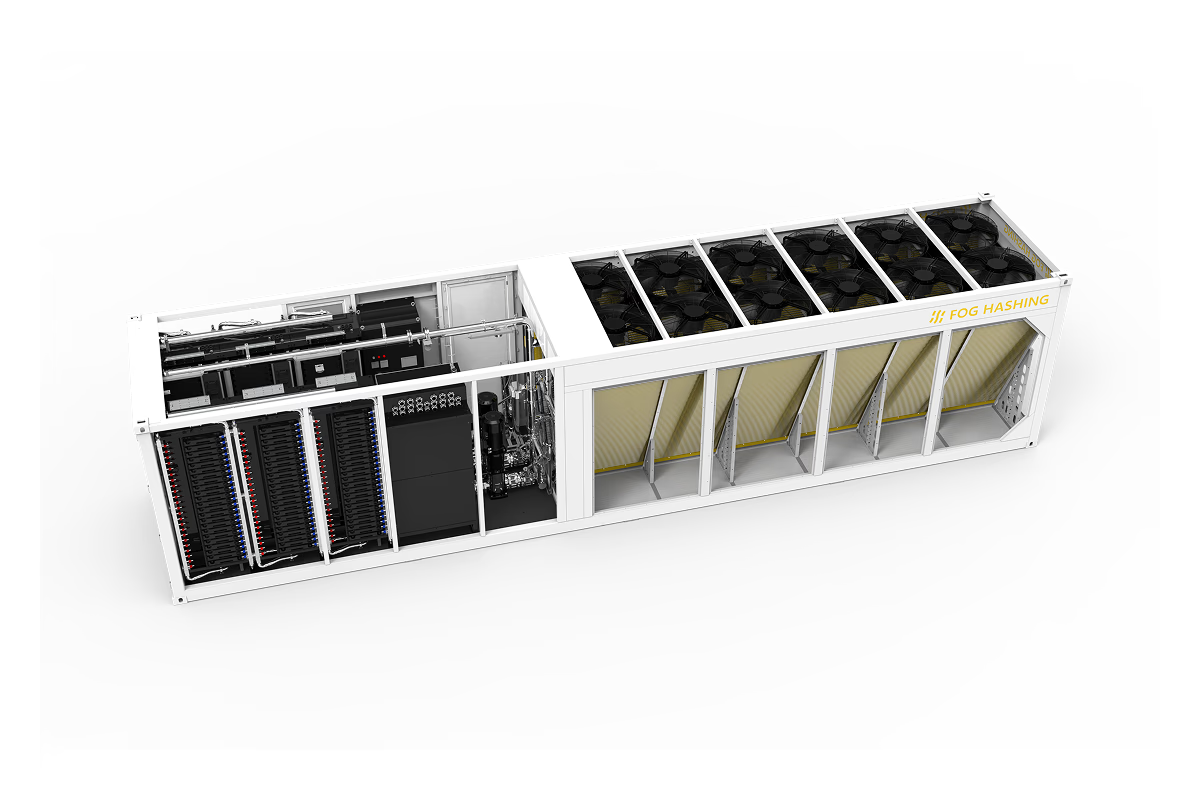 FOGHASHING Hydro Cooling HC40-M1200 1.2MW mining container with hydro cooling system for Whatsminer M63/M53 and Antminer U3S21EXPH